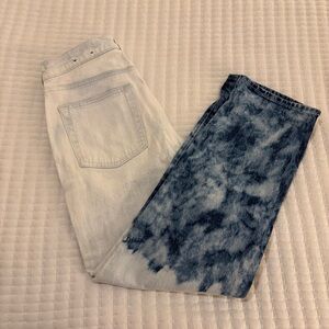 GAP Cream and Blue Tie-Dye Button-Fly Denim Jeans